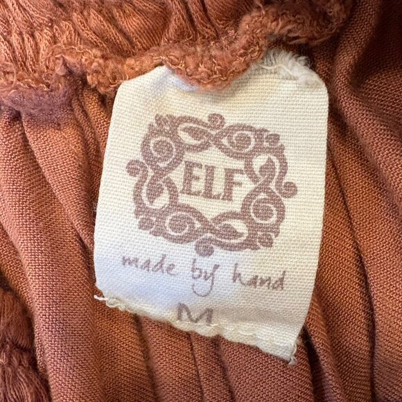 Women’s Ruffle Tiered Dress Smock Waist Romantic Dress Rust Brown BaliElf Hand - Picture 4 of 10